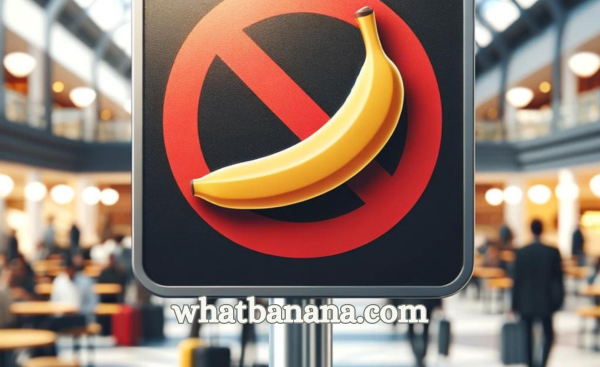 A conceptual image of a warning sign shaped like a banana with a red slash through it
