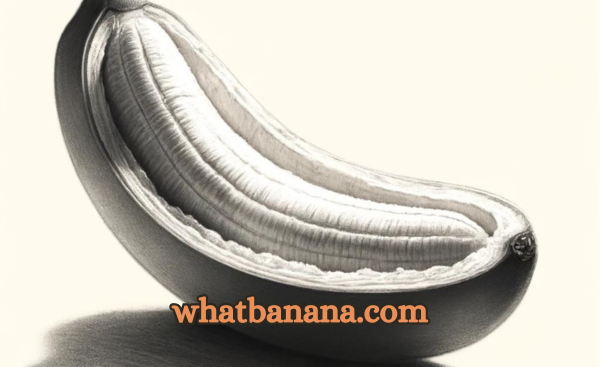 A charcoal drawing of a banana split showing its interior